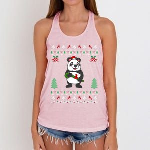 Panda Lover Xmas Ugly Santa Hat Panda Christmas Gift Women's Knotted Racerback Tank