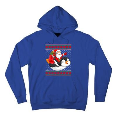 Penguin Lover Xmas Ugly Santa Riding Penguin Christmas Cute Gift Tall Hoodie