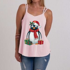 Penguin Lover Xmas Holiday Santa Emperor Penguin Christmas Women's Strappy Tank