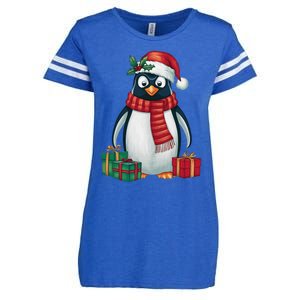 Penguin Lover Xmas Holiday Santa Emperor Penguin Christmas Enza Ladies Jersey Football T-Shirt