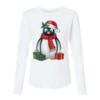 Penguin Lover Xmas Holiday Santa Emperor Penguin Christmas Womens Cotton Relaxed Long Sleeve T-Shirt