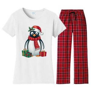 Penguin Lover Xmas Holiday Santa Emperor Penguin Christmas Women's Flannel Pajama Set