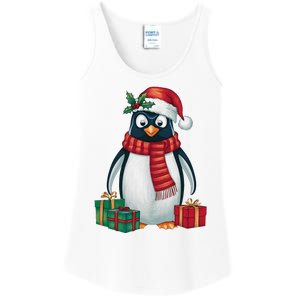 Penguin Lover Xmas Holiday Santa Emperor Penguin Christmas Ladies Essential Tank