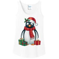 Penguin Lover Xmas Holiday Santa Emperor Penguin Christmas Ladies Essential Tank