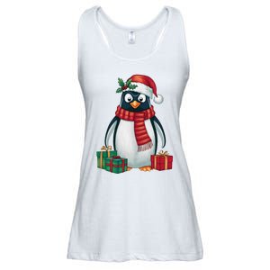 Penguin Lover Xmas Holiday Santa Emperor Penguin Christmas Ladies Essential Flowy Tank