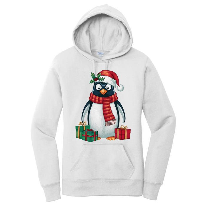 Penguin Lover Xmas Holiday Santa Emperor Penguin Christmas Women's Pullover Hoodie