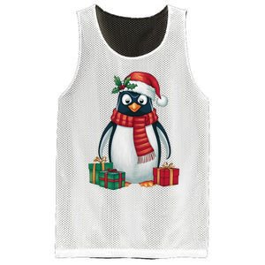 Penguin Lover Xmas Holiday Santa Emperor Penguin Christmas Mesh Reversible Basketball Jersey Tank