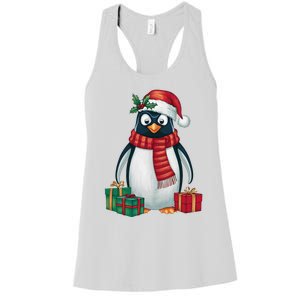 Penguin Lover Xmas Holiday Santa Emperor Penguin Christmas Women's Racerback Tank