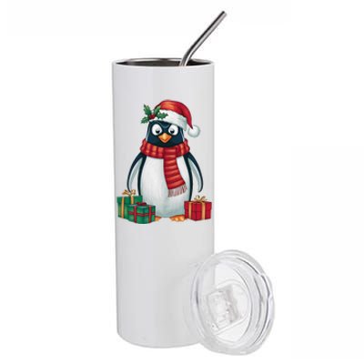 Penguin Lover Xmas Holiday Santa Emperor Penguin Christmas Stainless Steel Tumbler