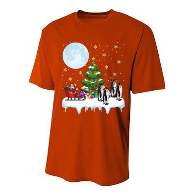 Penguins Lover Xmas Lighting Santa Riding Penguin Christmas Cute Gift Performance Sprint T-Shirt