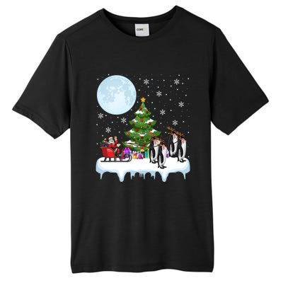 Penguins Lover Xmas Lighting Santa Riding Penguin Christmas Cute Gift Tall Fusion ChromaSoft Performance T-Shirt