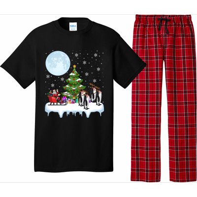 Penguins Lover Xmas Lighting Santa Riding Penguin Christmas Cute Gift Pajama Set