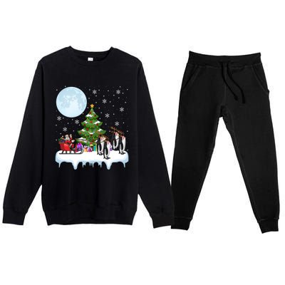 Penguins Lover Xmas Lighting Santa Riding Penguin Christmas Cute Gift Premium Crewneck Sweatsuit Set