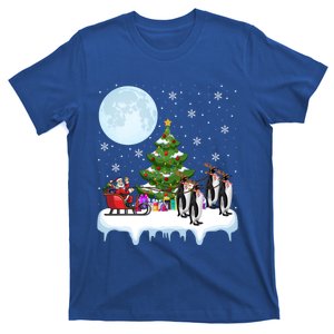 Penguins Lover Xmas Lighting Santa Riding Penguin Christmas Cute Gift T-Shirt