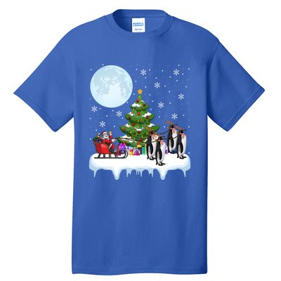 Penguins Lover Xmas Lighting Santa Riding Penguin Christmas Cute Gift Tall T-Shirt