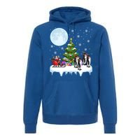 Penguins Lover Xmas Lighting Santa Riding Penguin Christmas Cute Gift Premium Hoodie