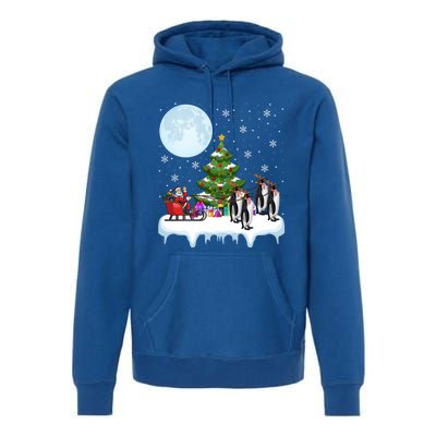 Penguins Lover Xmas Lighting Santa Riding Penguin Christmas Cute Gift Premium Hoodie