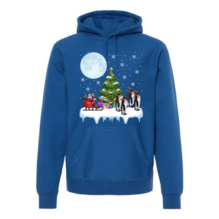 Penguins Lover Xmas Lighting Santa Riding Penguin Christmas Cute Gift Premium Hoodie