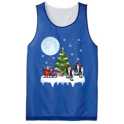 Penguins Lover Xmas Lighting Santa Riding Penguin Christmas Cute Gift Mesh Reversible Basketball Jersey Tank