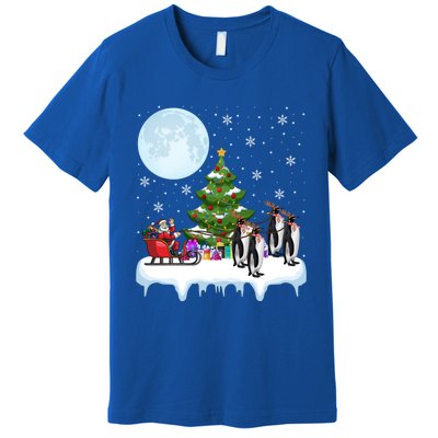 Penguins Lover Xmas Lighting Santa Riding Penguin Christmas Cute Gift Premium T-Shirt