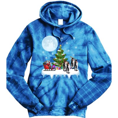 Penguins Lover Xmas Lighting Santa Riding Penguin Christmas Cute Gift Tie Dye Hoodie