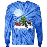 Penguins Lover Xmas Lighting Santa Riding Penguin Christmas Cute Gift Tie-Dye Long Sleeve Shirt