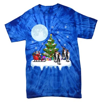 Penguins Lover Xmas Lighting Santa Riding Penguin Christmas Cute Gift Tie-Dye T-Shirt