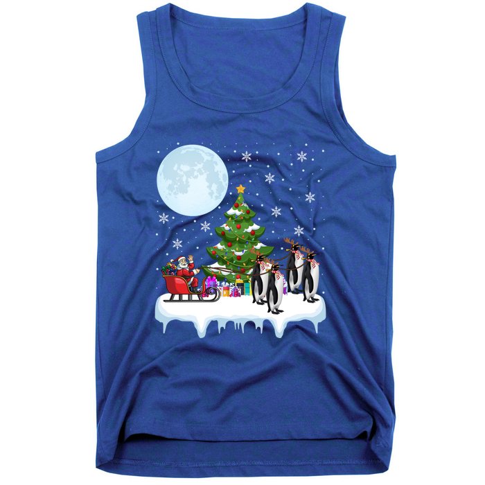 Penguins Lover Xmas Lighting Santa Riding Penguin Christmas Cute Gift Tank Top