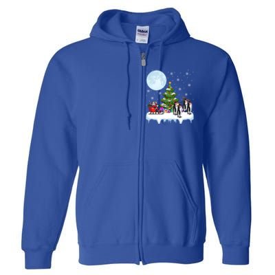 Penguins Lover Xmas Lighting Santa Riding Penguin Christmas Cute Gift Full Zip Hoodie