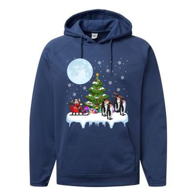 Penguins Lover Xmas Lighting Santa Riding Penguin Christmas Cute Gift Performance Fleece Hoodie