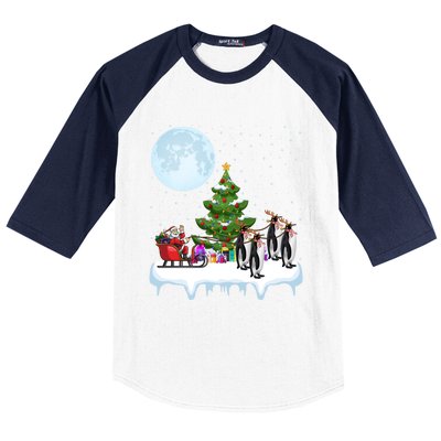 Penguins Lover Xmas Lighting Santa Riding Penguin Christmas Cute Gift Baseball Sleeve Shirt