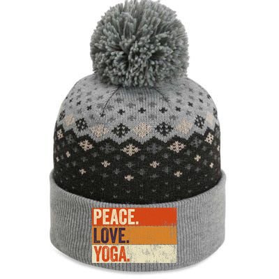 Peace Love Yoga Funny Mother Father Yoga Lover Vintage Gift The Baniff Cuffed Pom Beanie