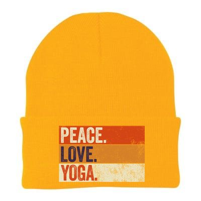 Peace Love Yoga Funny Mother Father Yoga Lover Vintage Gift Knit Cap Winter Beanie