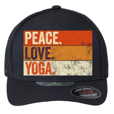 Peace Love Yoga Funny Mother Father Yoga Lover Vintage Gift Flexfit Unipanel Trucker Cap