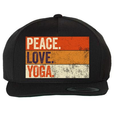 Peace Love Yoga Funny Mother Father Yoga Lover Vintage Gift Wool Snapback Cap