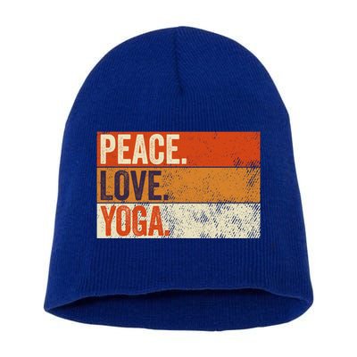 Peace Love Yoga Funny Mother Father Yoga Lover Vintage Gift Short Acrylic Beanie