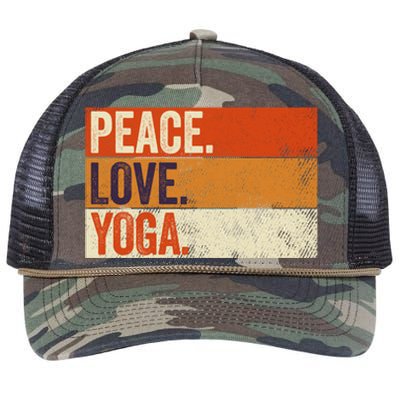 Peace Love Yoga Funny Mother Father Yoga Lover Vintage Gift Retro Rope Trucker Hat Cap