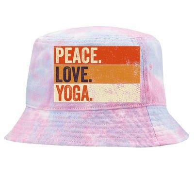 Peace Love Yoga Funny Mother Father Yoga Lover Vintage Gift Tie-Dyed Bucket Hat