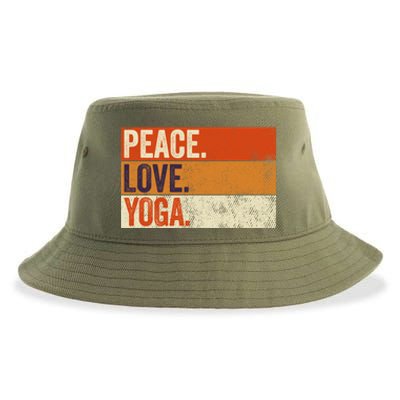 Peace Love Yoga Funny Mother Father Yoga Lover Vintage Gift Sustainable Bucket Hat