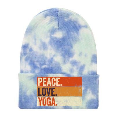 Peace Love Yoga Funny Mother Father Yoga Lover Vintage Gift Tie Dye 12in Knit Beanie