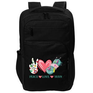 Peace Love Yarn Crochet Lovers Yarning Crocheting Heart Gift Impact Tech Backpack