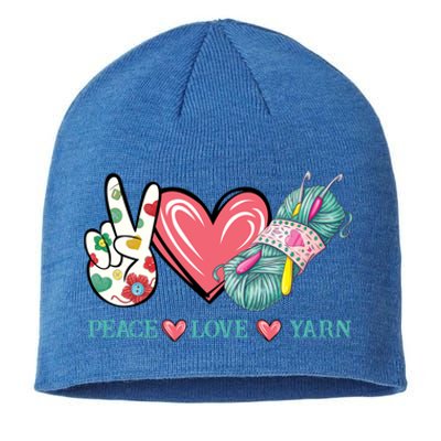 Peace Love Yarn Crochet Lovers Yarning Crocheting Heart Gift Sustainable Beanie