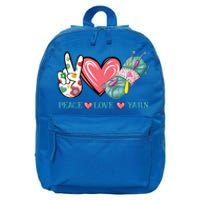 Peace Love Yarn Crochet Lovers Yarning Crocheting Heart Gift 16 in Basic Backpack