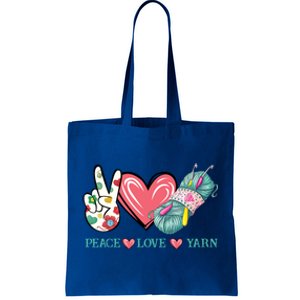 Peace Love Yarn Crochet Lovers Yarning Crocheting Heart Gift Tote Bag