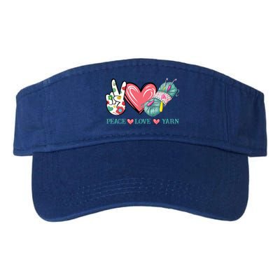 Peace Love Yarn Crochet Lovers Yarning Crocheting Heart Gift Valucap Bio-Washed Visor