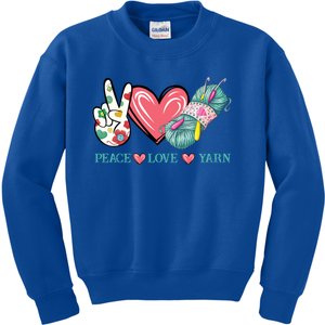 Peace Love Yarn Crochet Lovers Yarning Crocheting Heart Gift Kids Sweatshirt