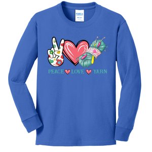 Peace Love Yarn Crochet Lovers Yarning Crocheting Heart Gift Kids Long Sleeve Shirt