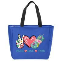 Peace Love Yarn Crochet Lovers Yarning Crocheting Heart Gift Zip Tote Bag