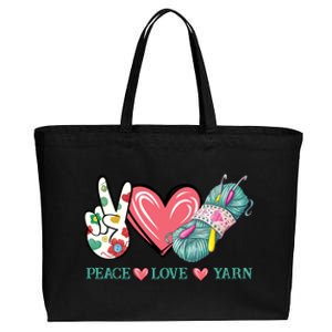 Peace Love Yarn Crochet Lovers Yarning Crocheting Heart Gift Cotton Canvas Jumbo Tote