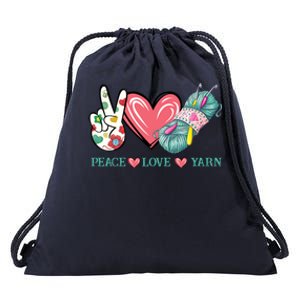 Peace Love Yarn Crochet Lovers Yarning Crocheting Heart Gift Drawstring Bag